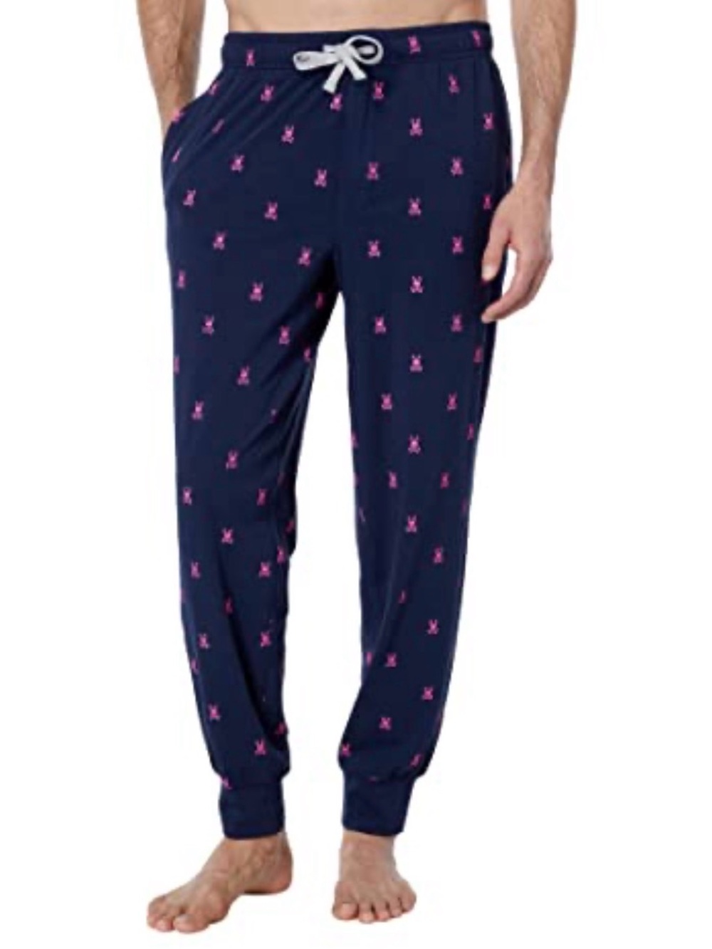 Psycho Bunny Navy Joggers with Pink Bunny Motif